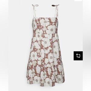 Abercrombie Linen Floral Brown and White Dress
